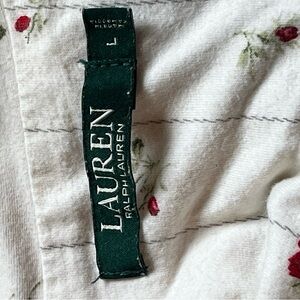 Lauren Ralph Lauren Cream Top with Red and Green Floral Accents